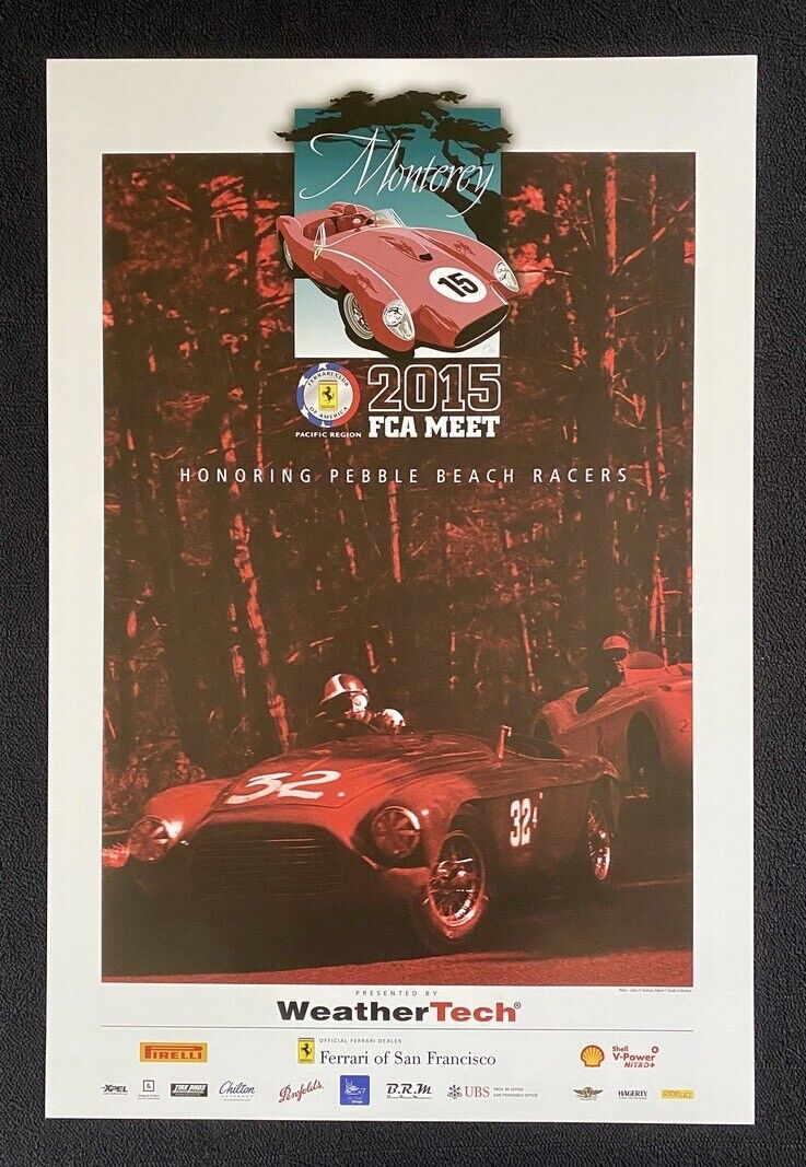 2015 Ferrari FCA Monterey Poster Pebble Beach Races 166 MM 250 TR Testa Rossa