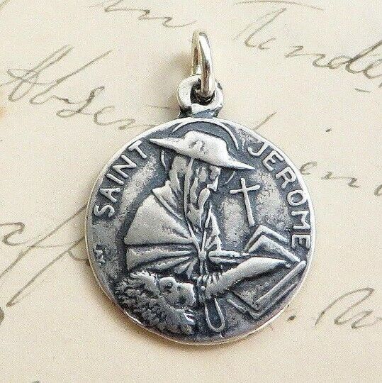 St Jerome Medal - Sterling Silver Antique Replica