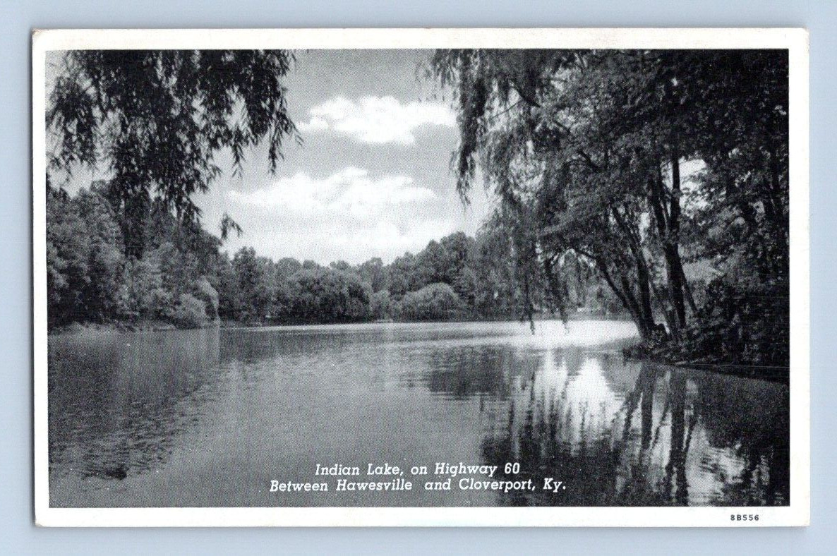 1940\'S. CLOVERPORT, KY. INDIAN LAKE. HWY 60. POSTCARD 1A37