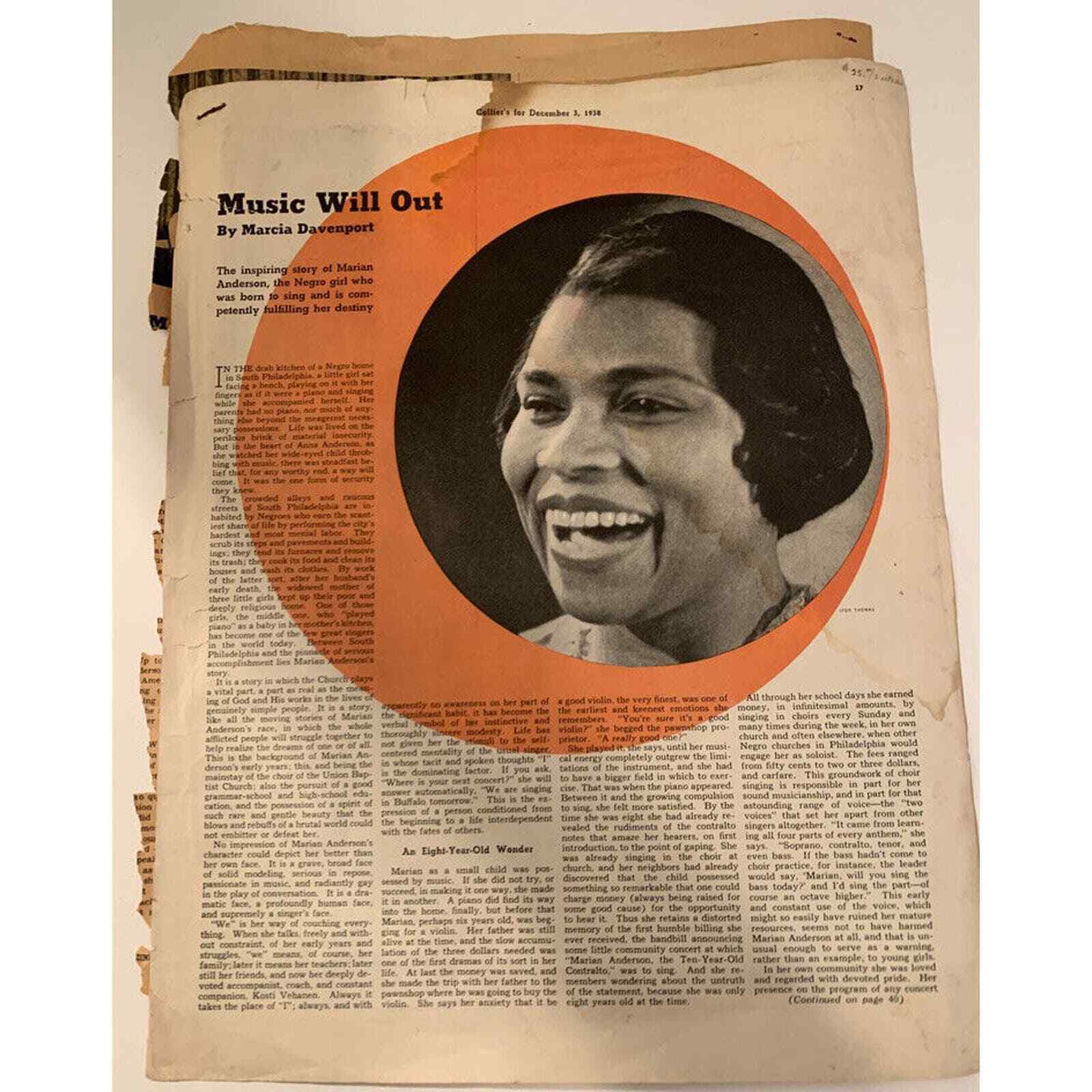 Marian Anderson • Collier's 1938 • New York Times 1945 - collection of articles 