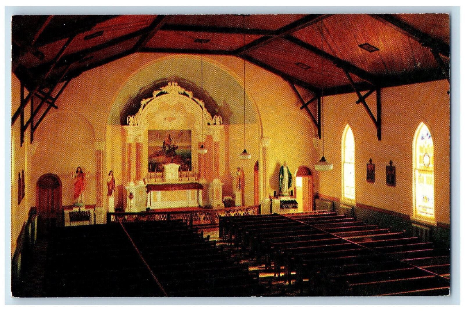 c1950\'s Interior, Jesus Image, St. John\'s Church Hollywood Maryland MD Postcard