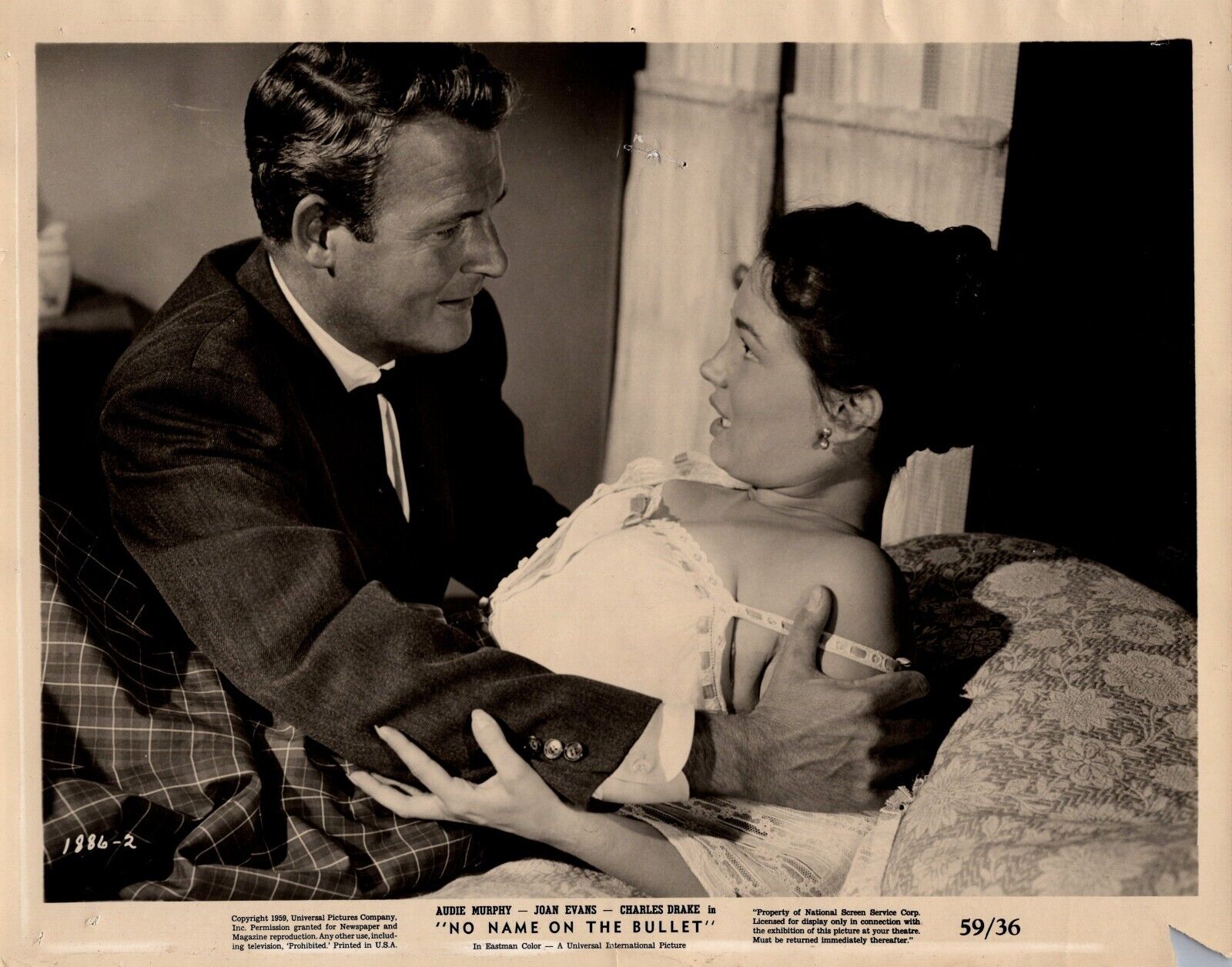 Charles Drake + Joan Evans in No Name on the Bullet (1959) 🎬⭐ Photo K 467