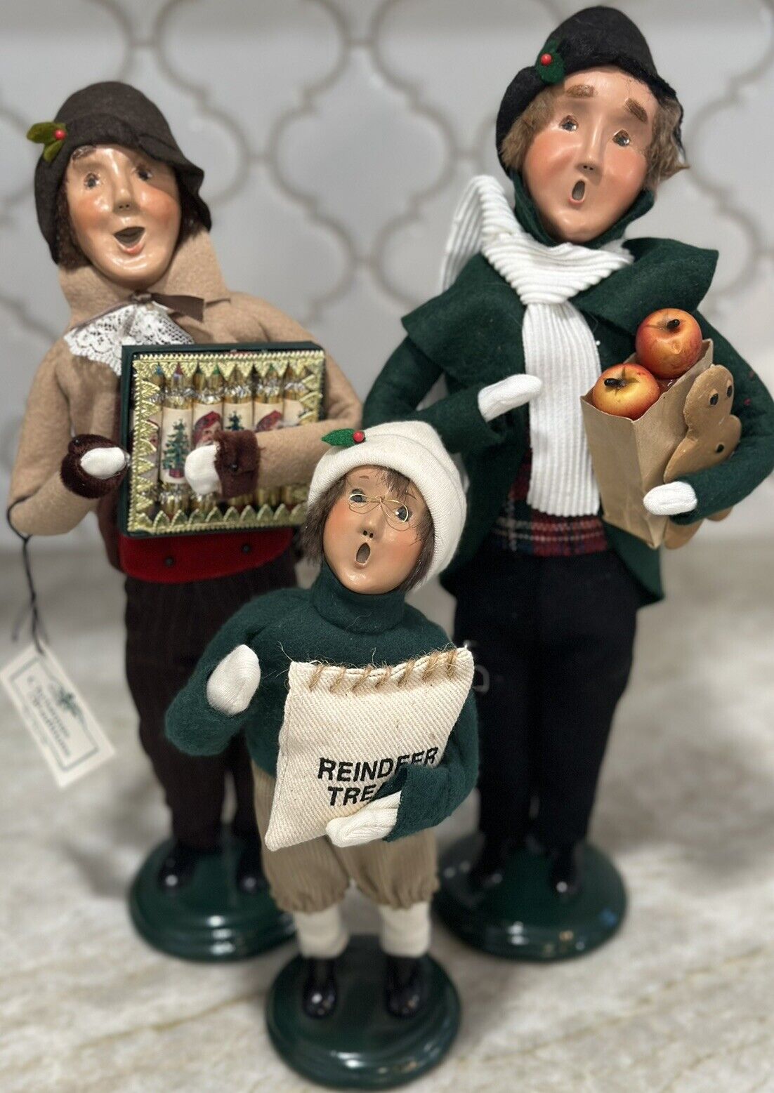 Byers Choice Christmas Traditions Caroler Man Crackers Groceries Boy LOT OF 3