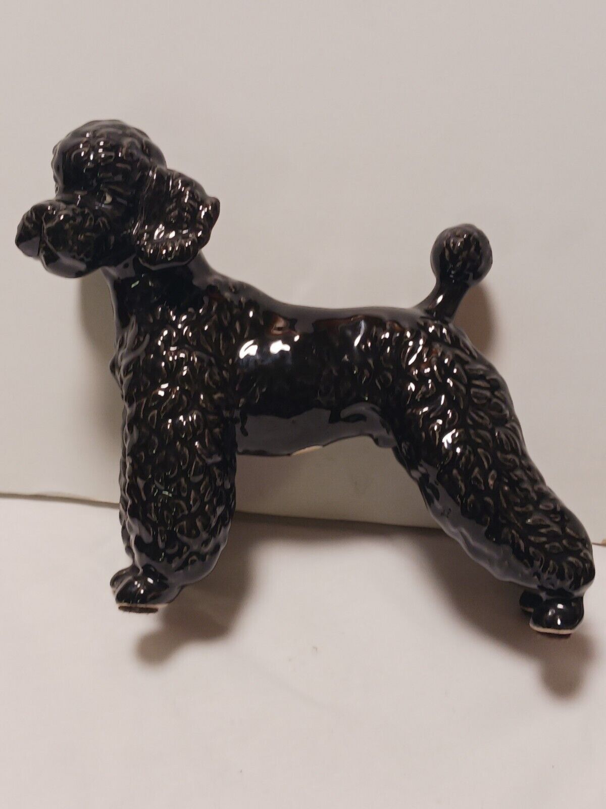 VTG LEFTON Black Gray Porcelain Standing Poodle Dog 5