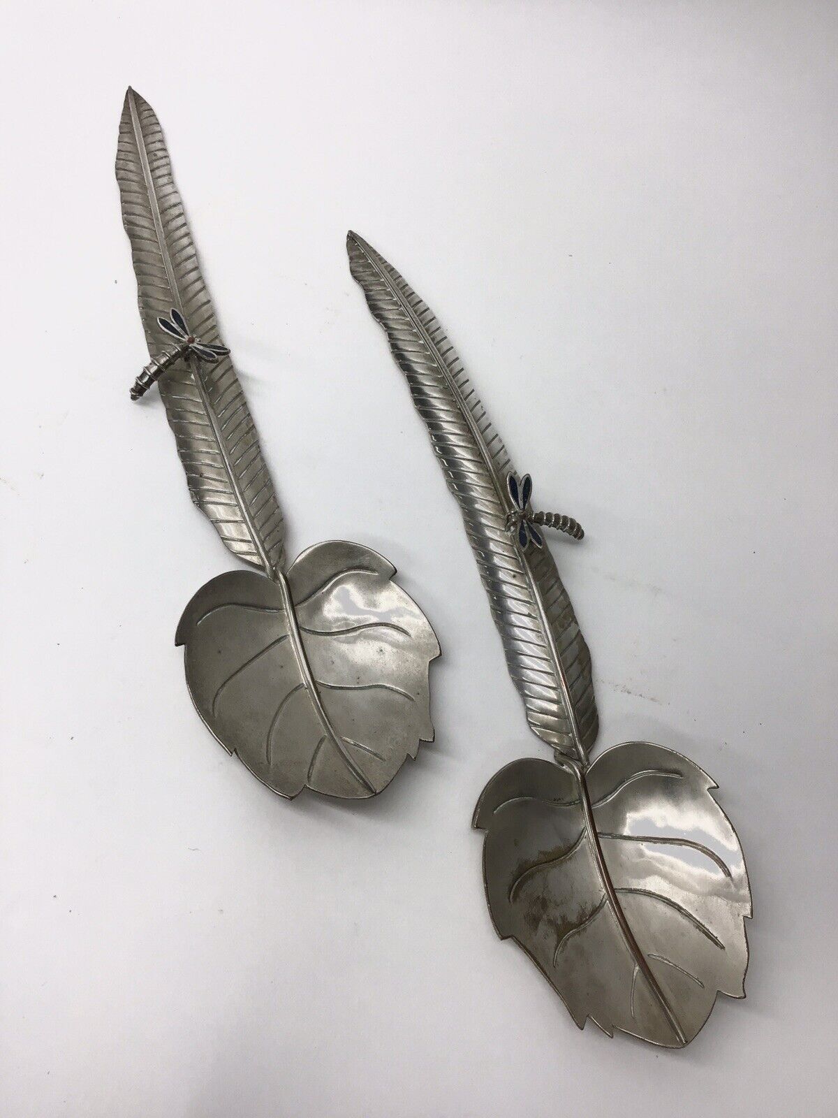 Pair Of Silverplate Servers By Emilia Castillo With Gragonflies