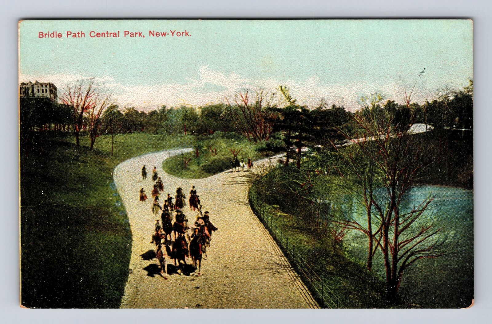New York City-NY, Bridle Path, Central Park, Horses & Riders, Vintage Postcard