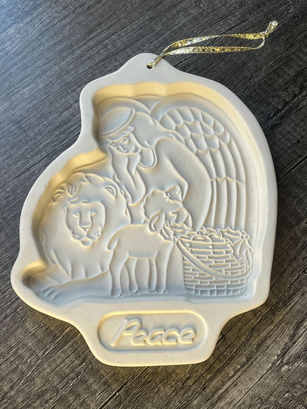 Vintage Longaberger Basket Pottery 1993 Angel Lion Lamb Peace Cookie Mold Christ