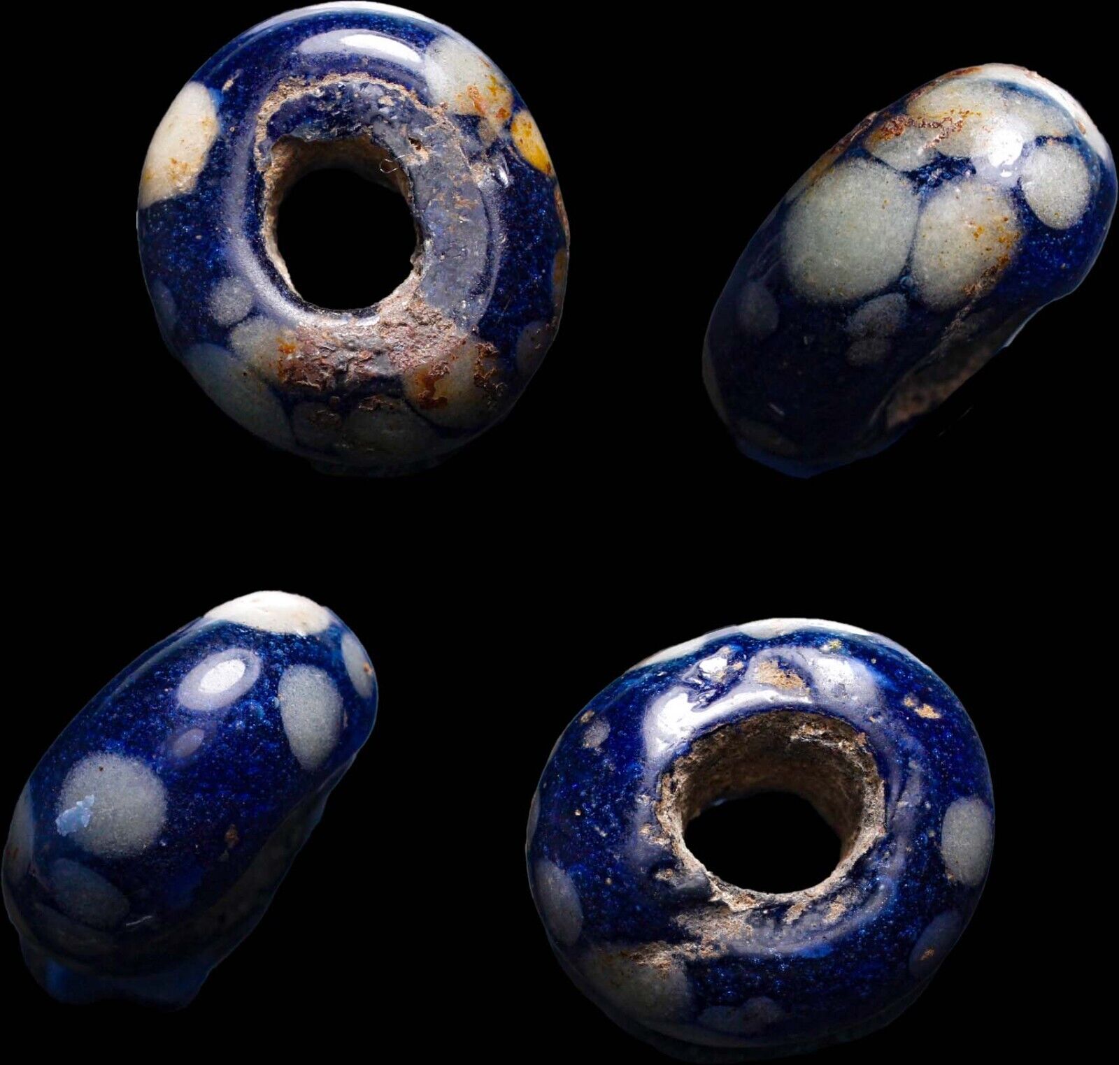 CERTIFIED AUTHENTIC Ancient 2500 years old Phoenician Blue Bead Glass Stone