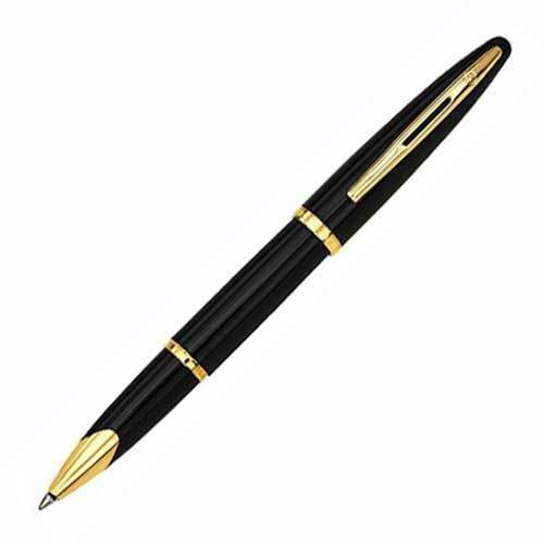 Waterman Carene Rollerball Pen Glossy Black & Gold Trim   New In Box