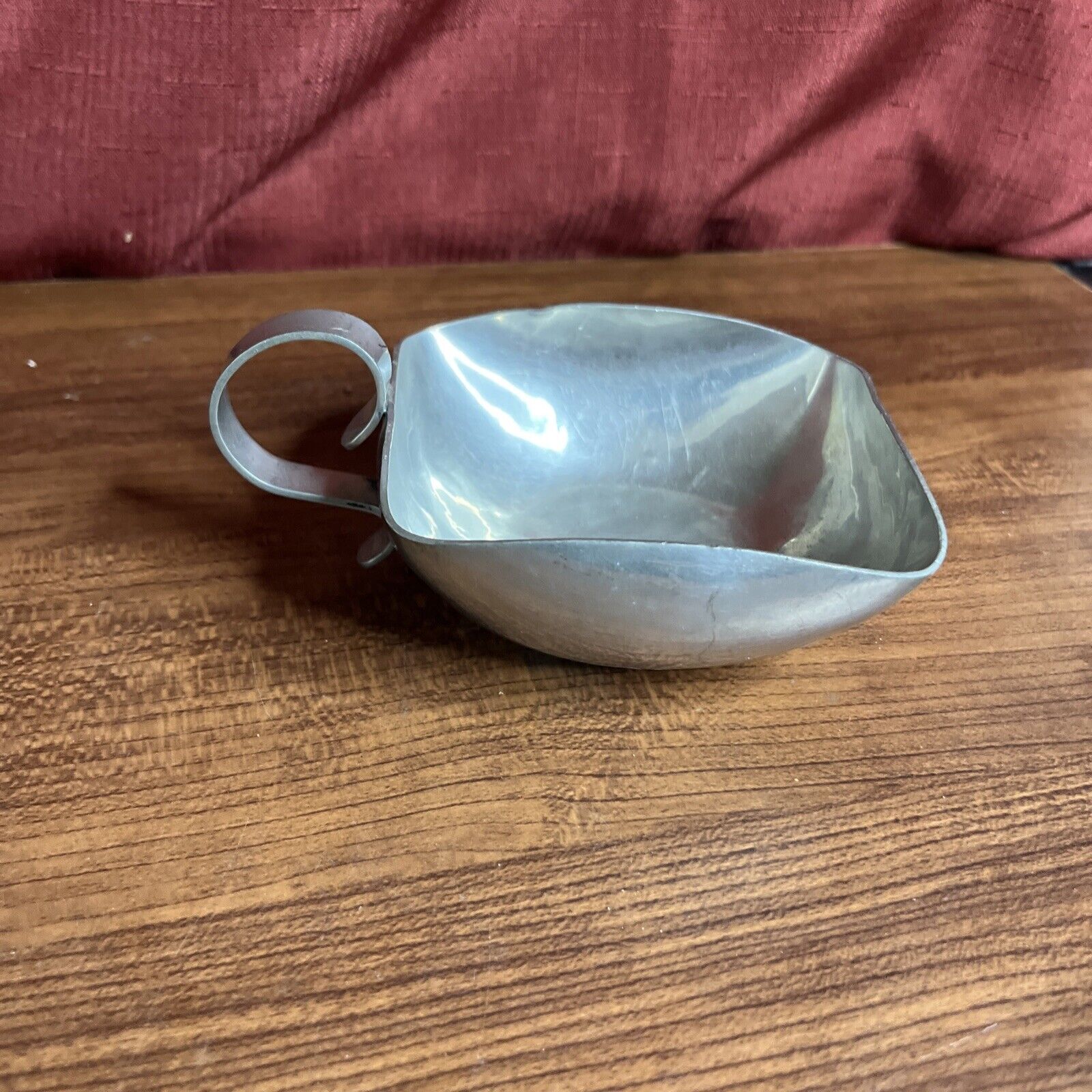 Vintage Signed Pewter Candy Trinket Sauce Bowl ,Scoop With Handle