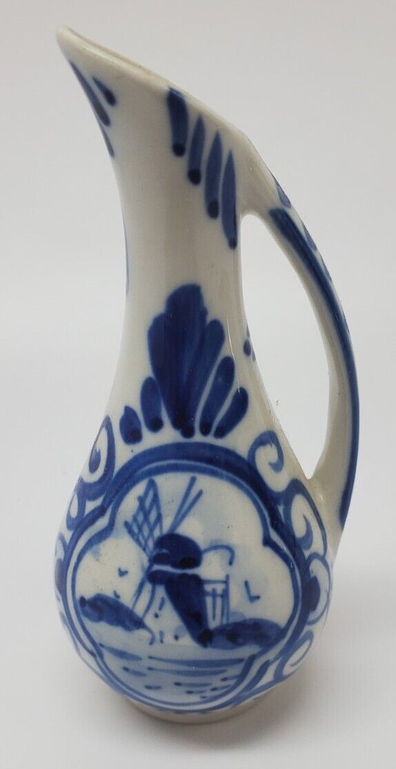 VTG Delfts Blue Mini Ewer Pitcher Bud Vase 4\