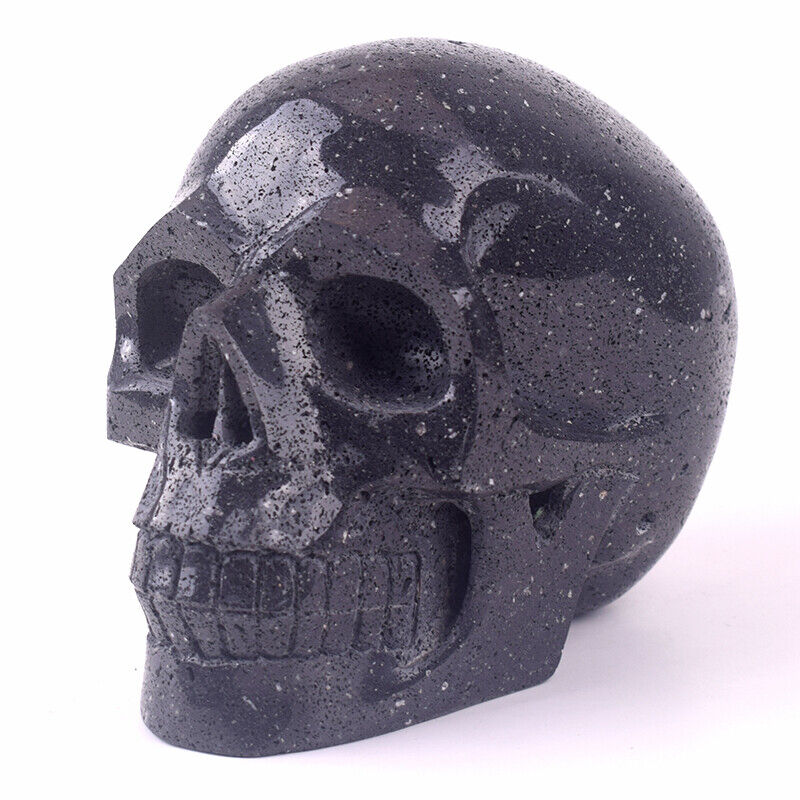 6.6\'\' Natural Volcanic Rock Carved Crystal Skull,Crystal Healing,Home Decor