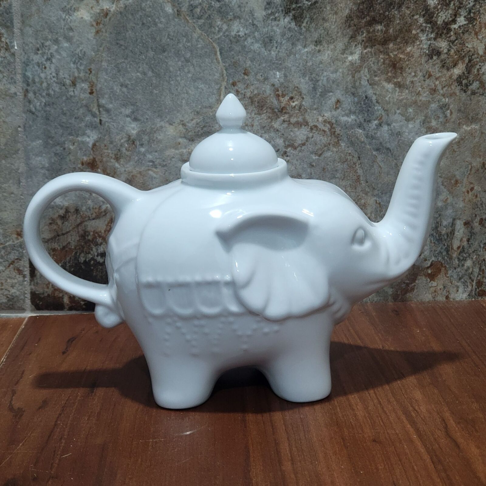 Elephant Tea Pot Ceramic Trunk Up Marked Dash of That