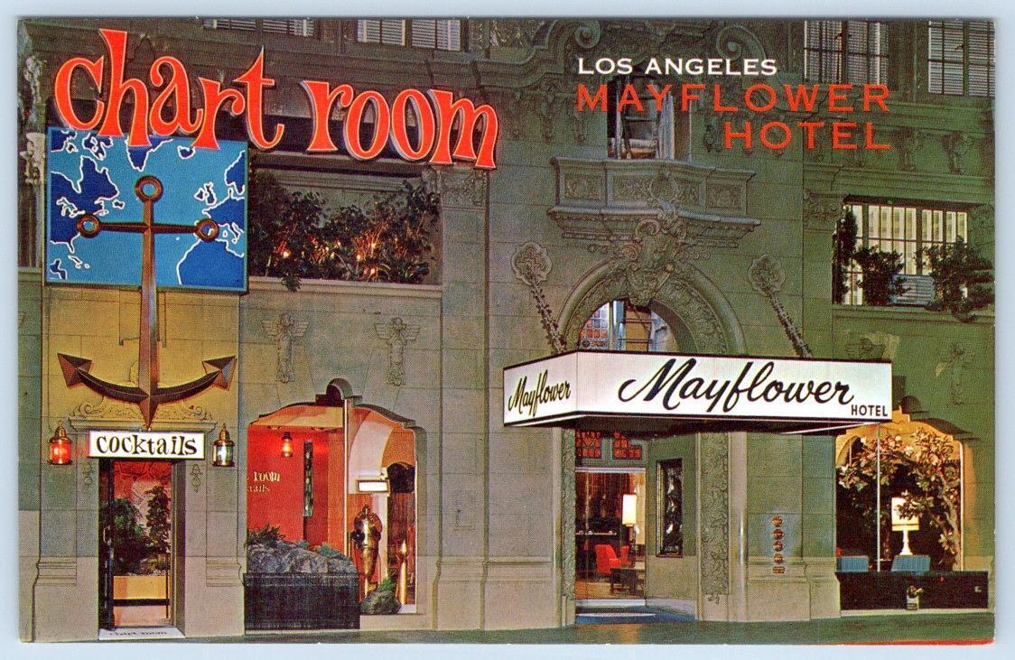 1950\'s MAYFLOWER HOTEL CHART ROOM COCKTAILS LOS ANGELES CA VINTAGE POSTCARD