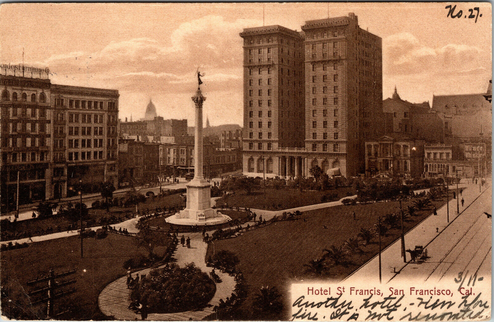 San Francisco California Hotel St. Francis Postcard 1907