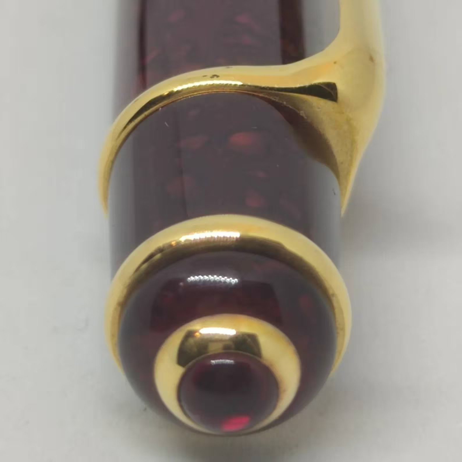 Cartier Diabolo Spotted Bordeaux Red Gold Plated Fountain Pen 18K Gold Nib
