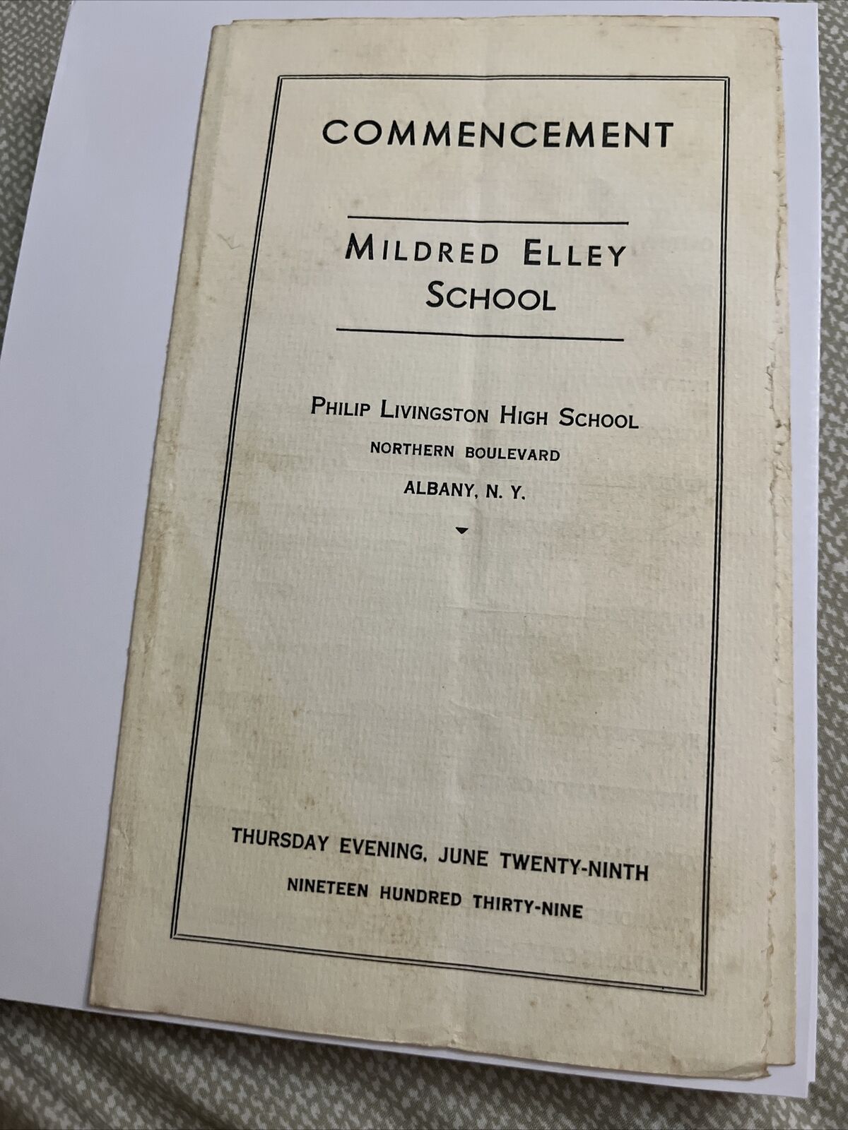 1939 Antique Albany NY Mildred Elley School Commencement Livingston High School