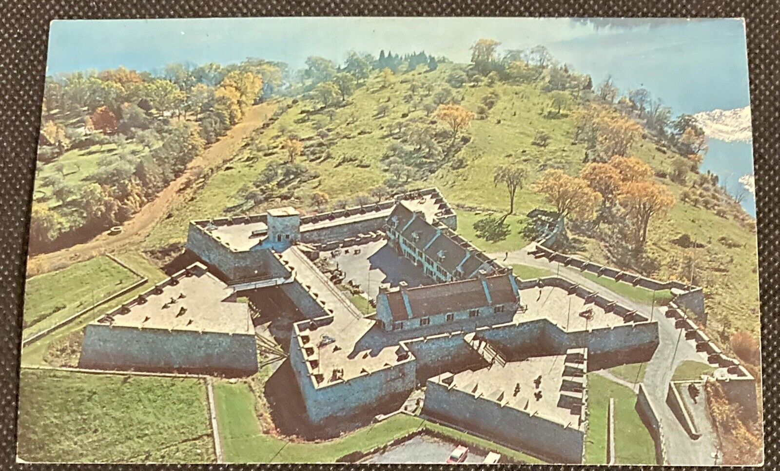 Vintage Fort Ticonderoga, NY Postcard Aerial View of the Fort