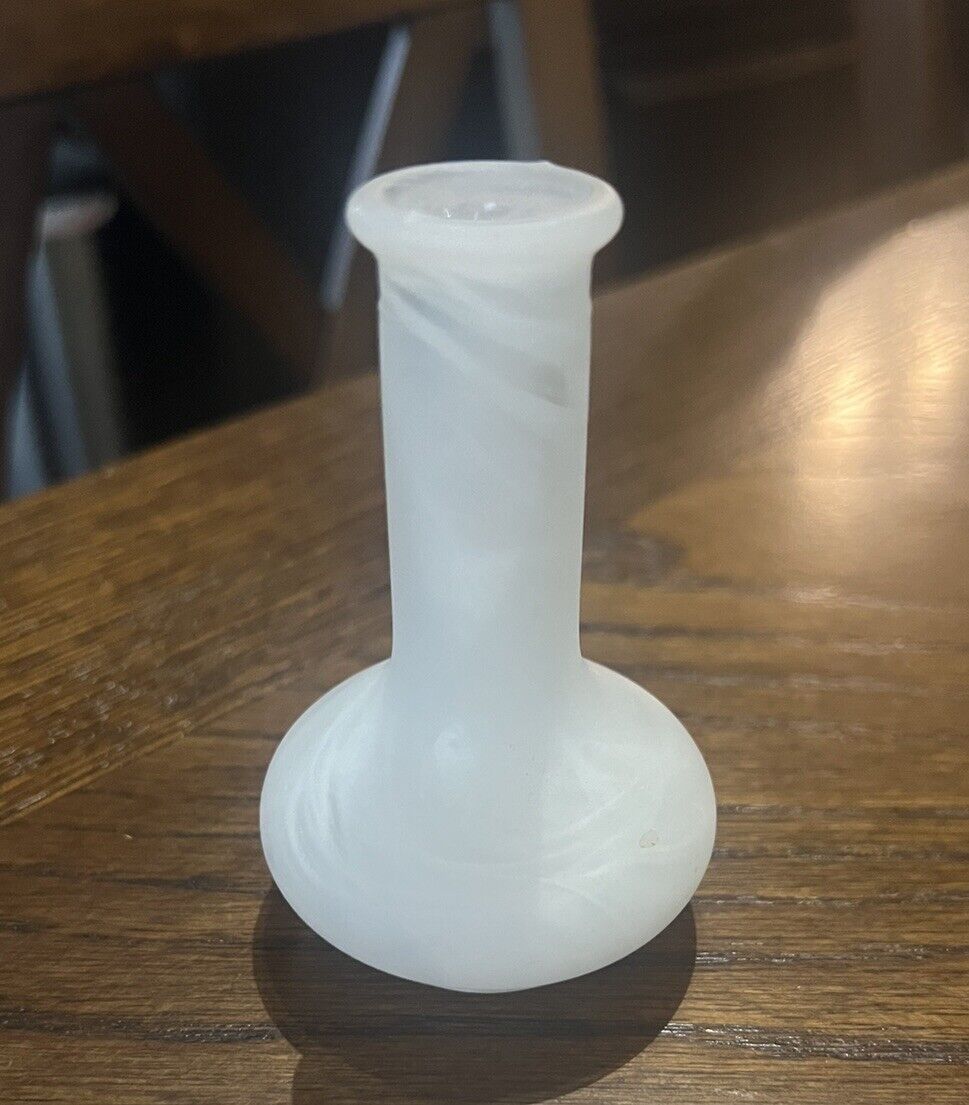 Vintage White Satin Mini Glass Vase