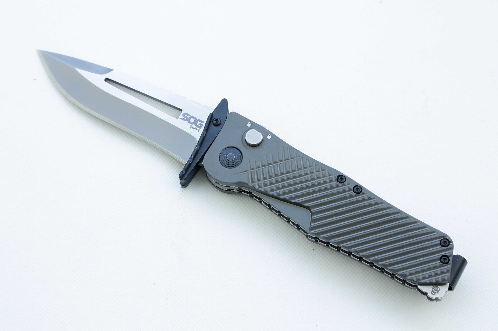 SOG Quake Folding knife Knives  Grey Aluminum Handle Assisted opener discontinue