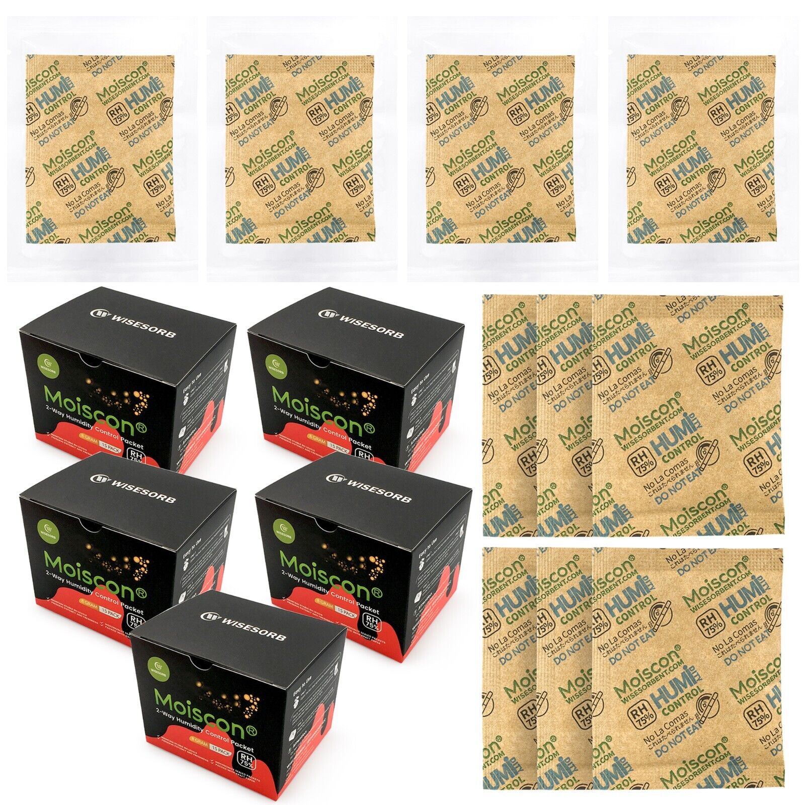 75%RH Two-Way Humidity Control Packs 8 Gram 75 Pack Individually Wrapped