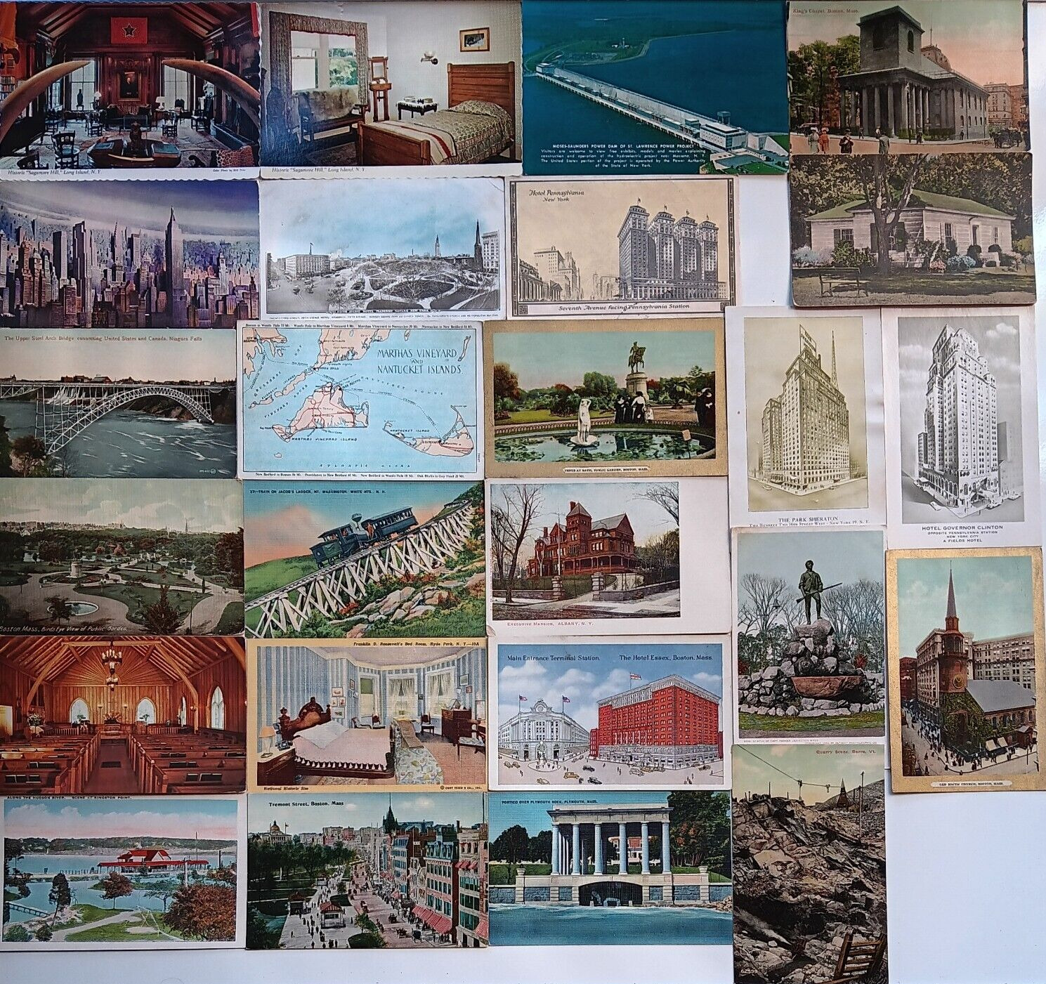 25 Blank Antique Vtg Postcards New York + Hampshire Massachusetts Vermont Lot 29
