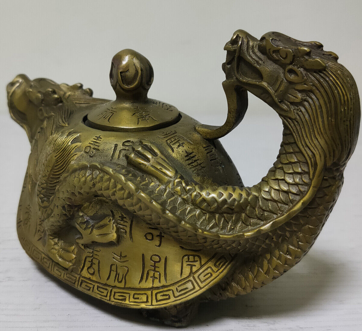 Collectable Decoration Exquisite Old Chinese COPPER HANDWORK DRAGON TEA POT