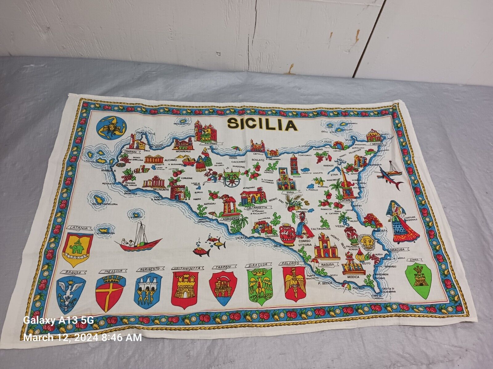 Vintage Italian Tea Towel Sicilia 21 X 32