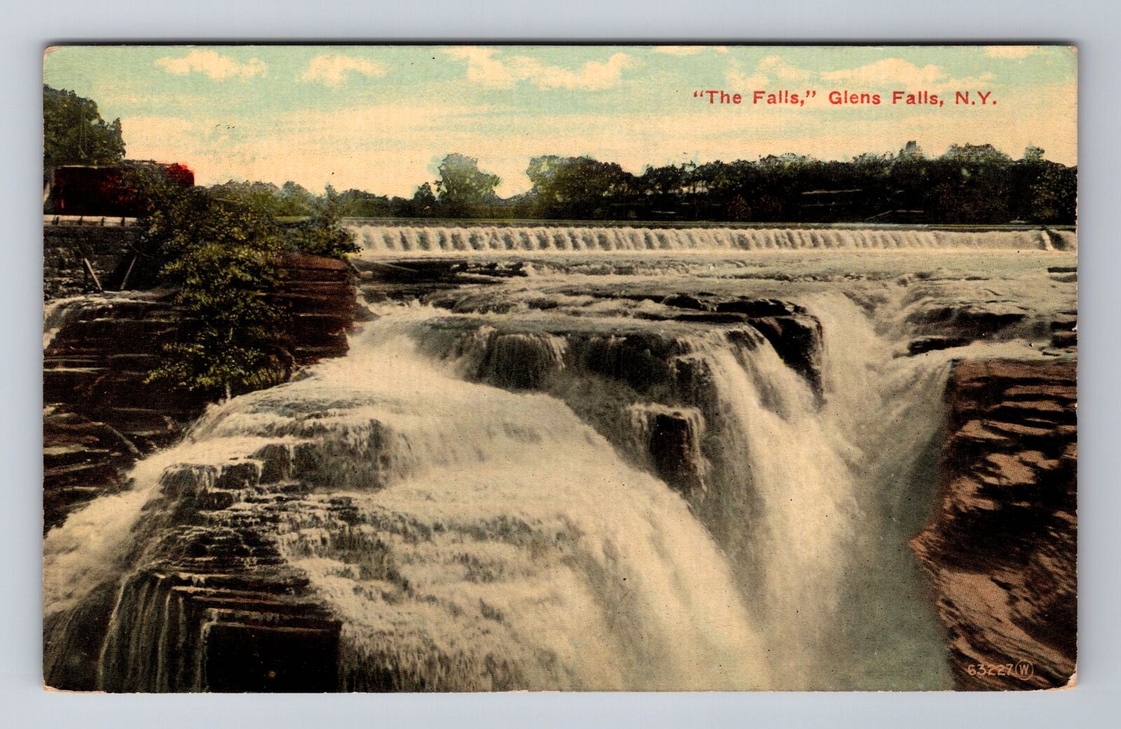 Glens Falls NY-New York, The Falls, Antique, Vintage Postcard