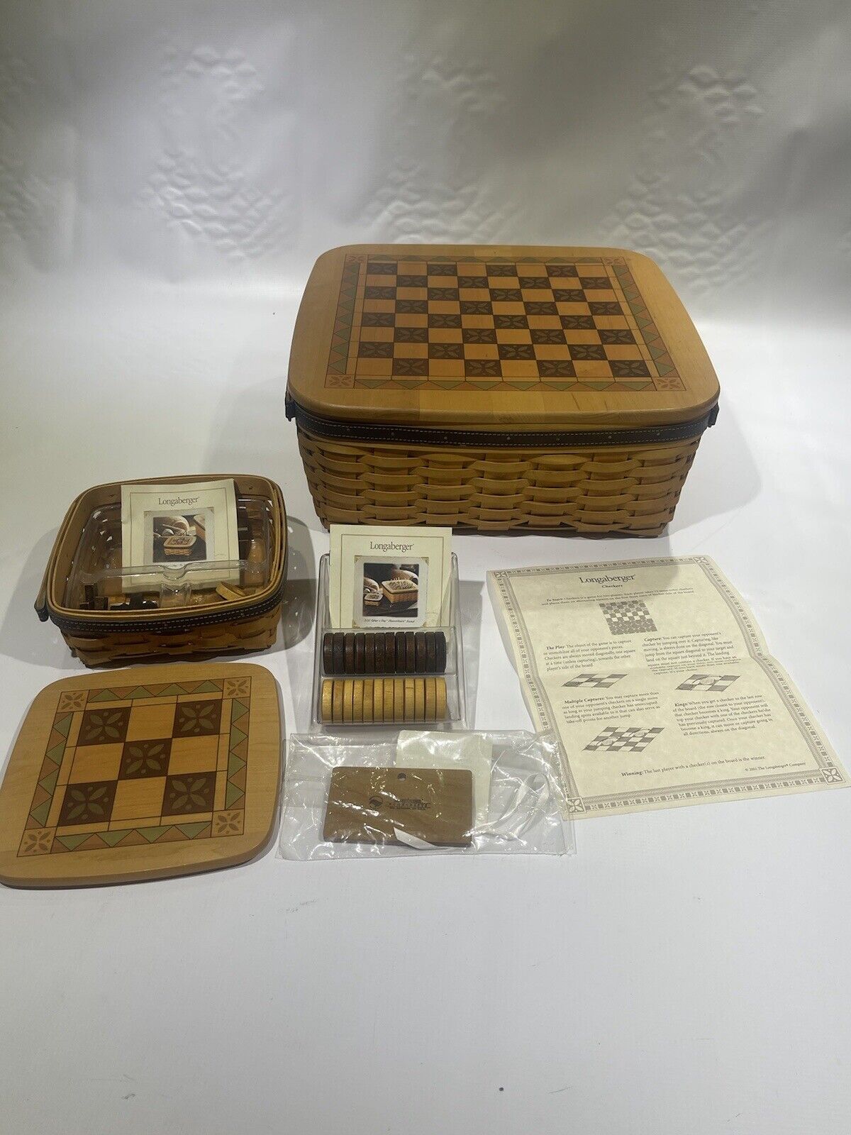 Longaberger Fathers Day Checkers Set & Tic Tac Toe Set Of 2 Baskets