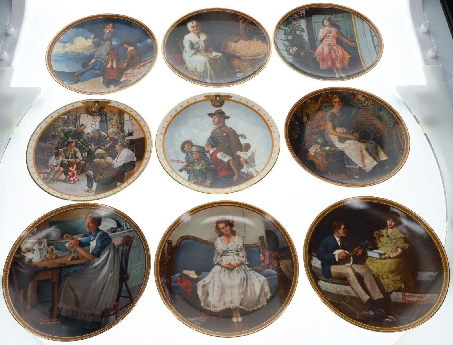 14-Set Norman Rockwell Ltd. First Edition Plates Fine China w/Certifications