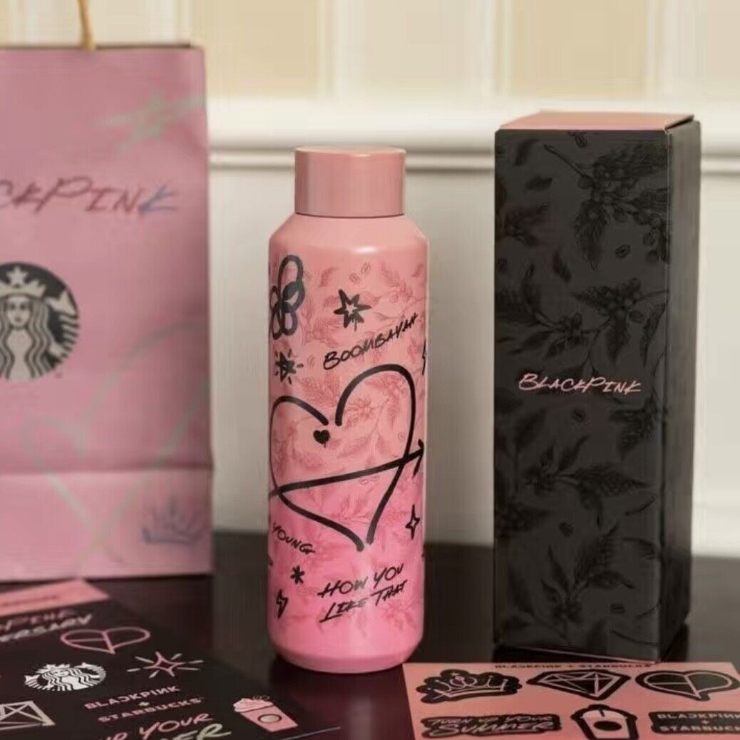 New Starbucks Blackpink Stainless Steel Vacuum Cup Thermos with Gift Box 20oz