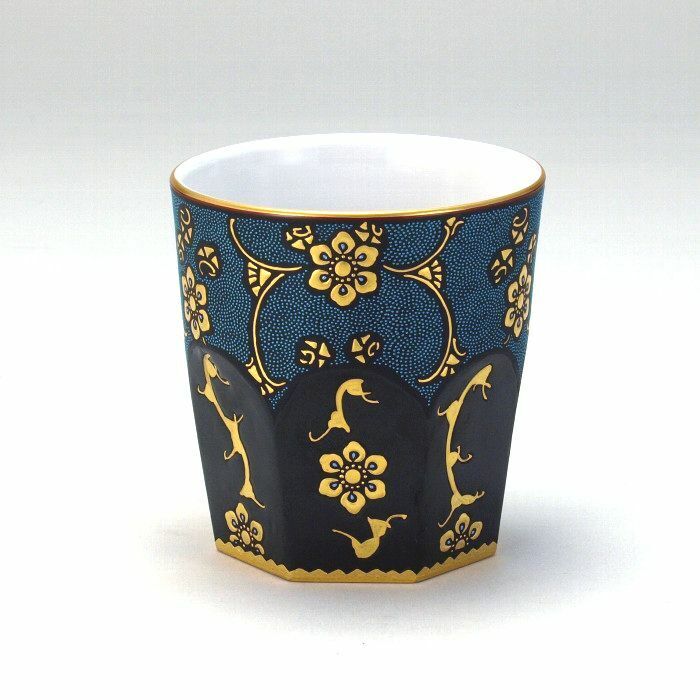 Kutani yaki porcelain Whiskey Rock cup glass Aochibu tessen Handcraft Japan