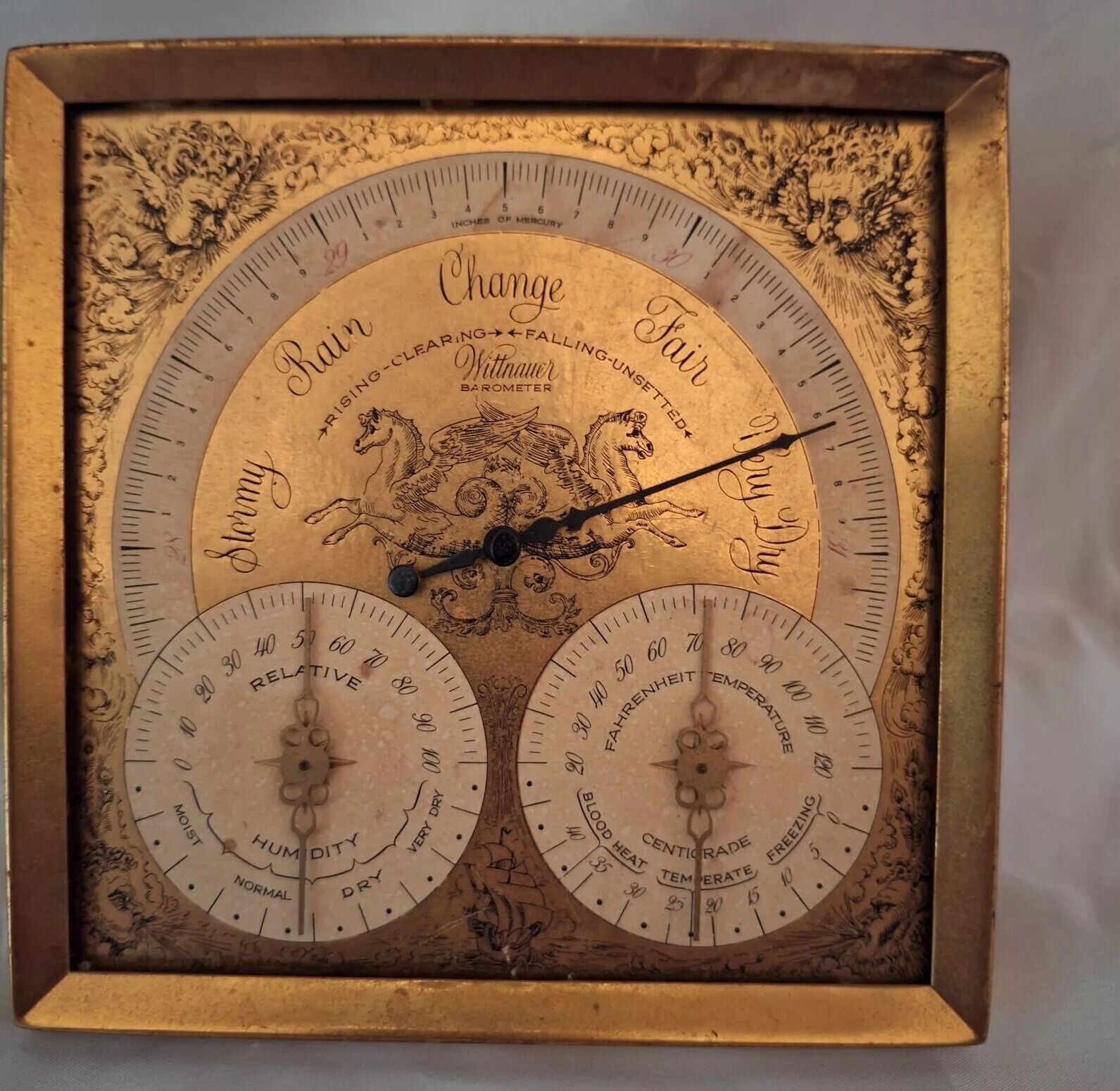 Antique Wittnauer Longines Victorian Style Barometer Weather Rare No Key