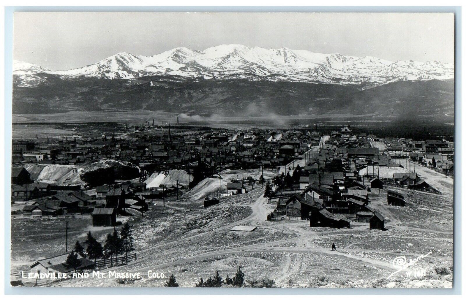 c1950's Bird's Eye View Leadville And Mt. Massive CO Sanborn RPPC Photo Postcard