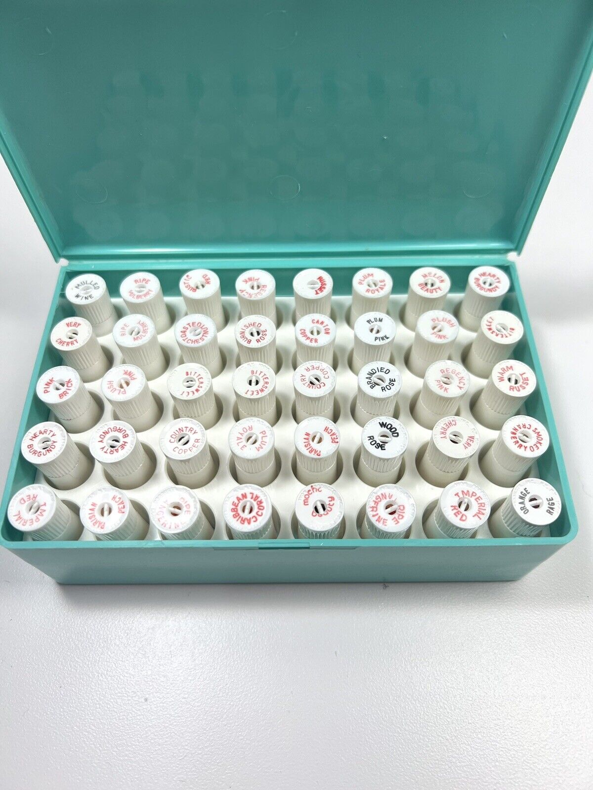 Vintage Avon Turquoise Salesman Sample Case With 40 Unused Lipstick Samples A17