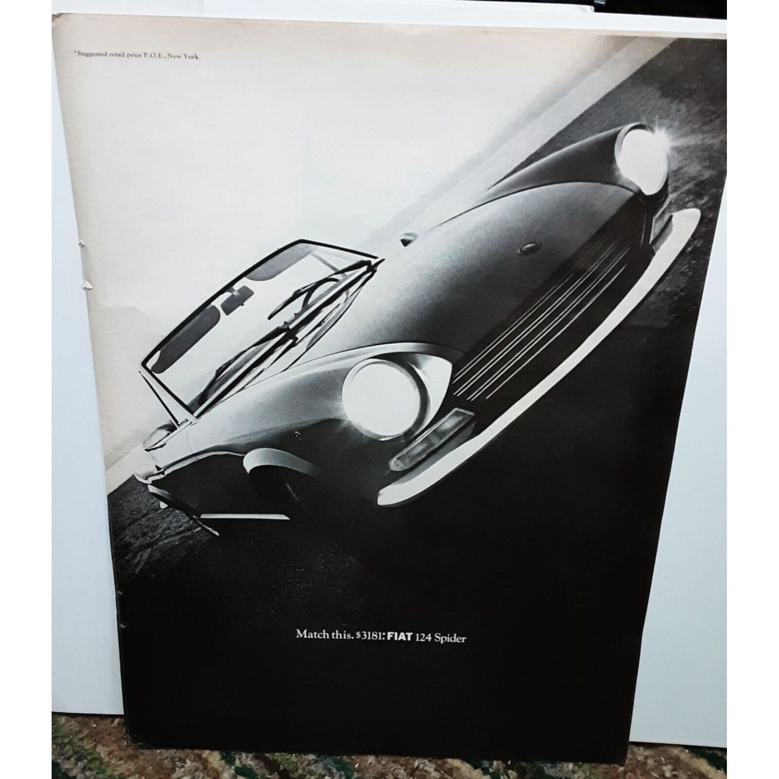 1968 Fiat Spider 124 car Vintage Print Ad Original