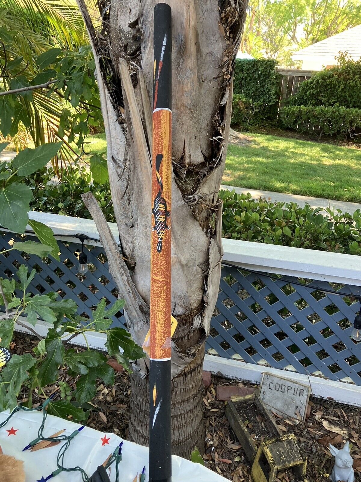 Didgeridoo Authentic Vintage Aboriginal Australian Handmade Painted Lizard 36\