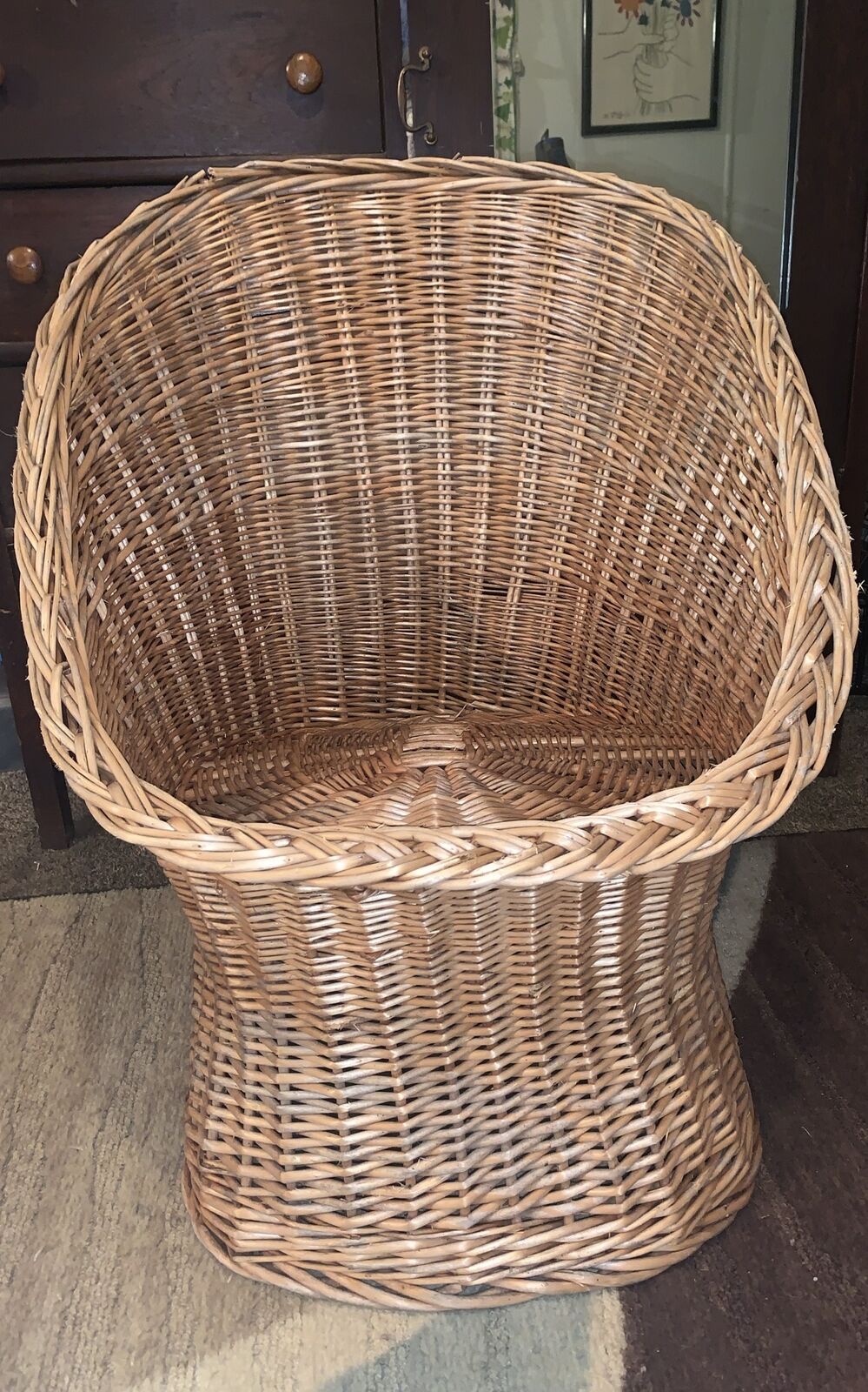 Vtg Wicker/Rattan  “Egg” Barrel Chair  Excellent Preowned Condition/No Cushion
