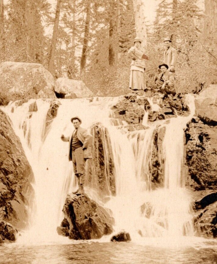 RPPC People Hanging Out By Waterfall FASHION ANTIQUE Postcard NOKO 1907-1920s
