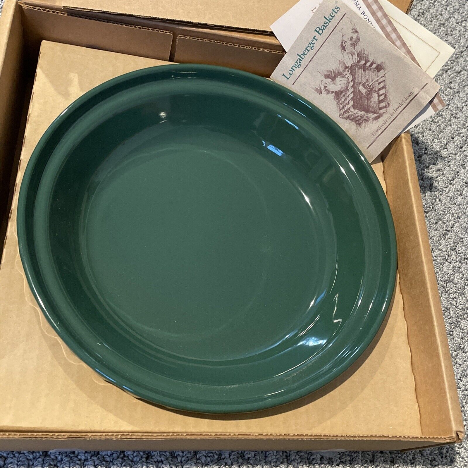 Longaberger Pottery Grandma Bonnie’s Pie Plate 10” Dish Ivy Green Farmhouse