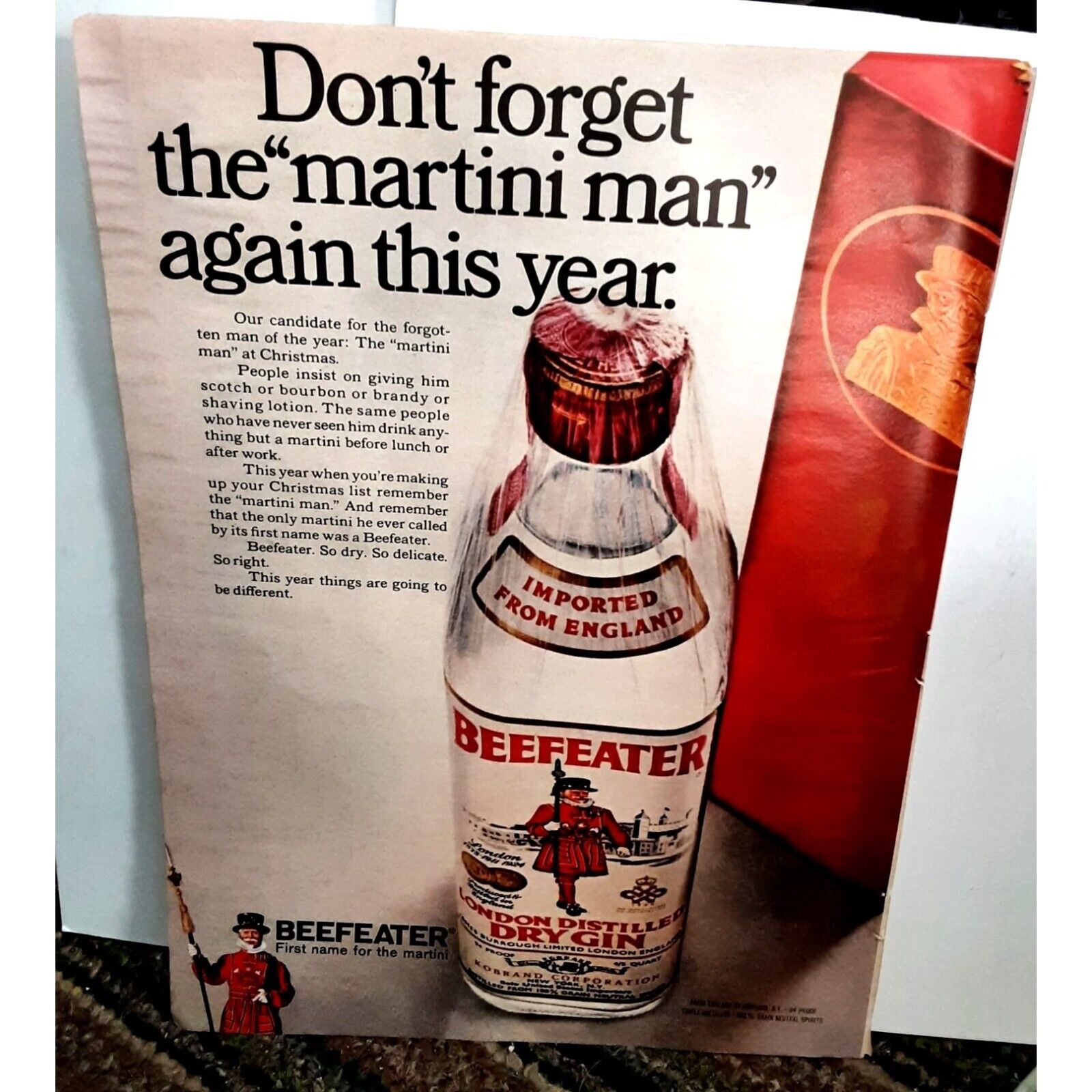 1968 Beefeater London Dry Gin Vintage Print Ad 60s Original