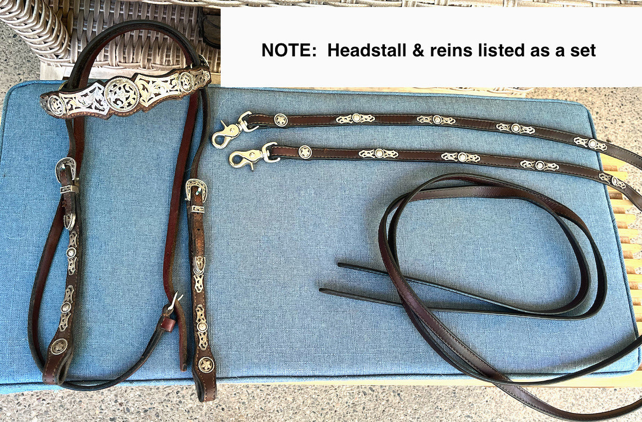 Vintage Sterling Silver Headstall w/Reins--Stunning  Fleming silver mark