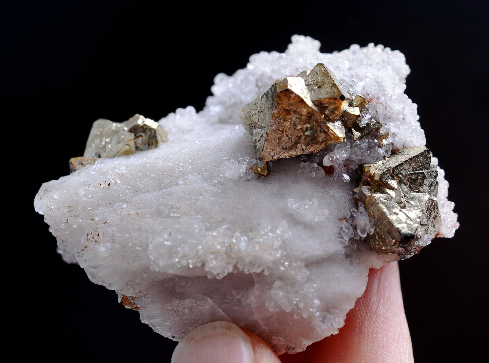 80.50g Natural Complete Octahedral Pyrite & Crystal Symbiotic Mineral  Specimen