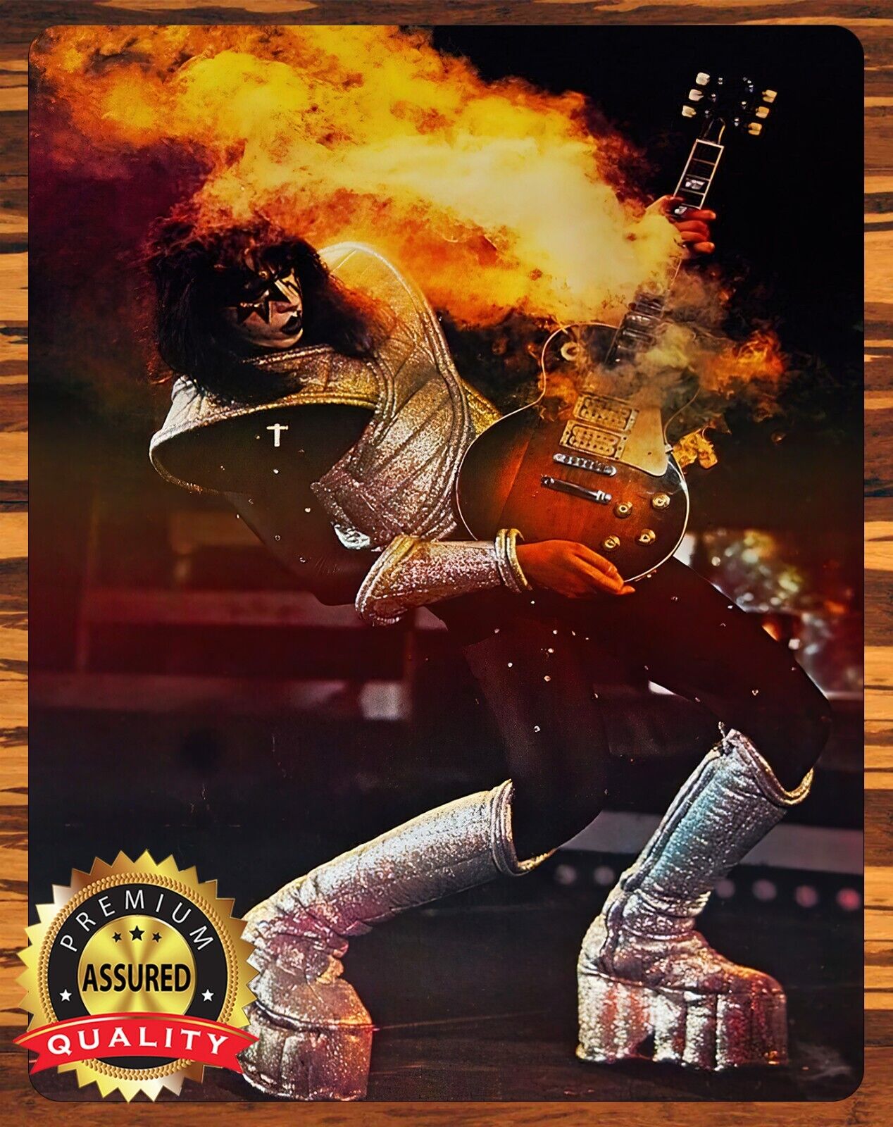 Ace Frehley - Smoking Guitar - Kiss - Man Cave - Metal Sign 11 x 14