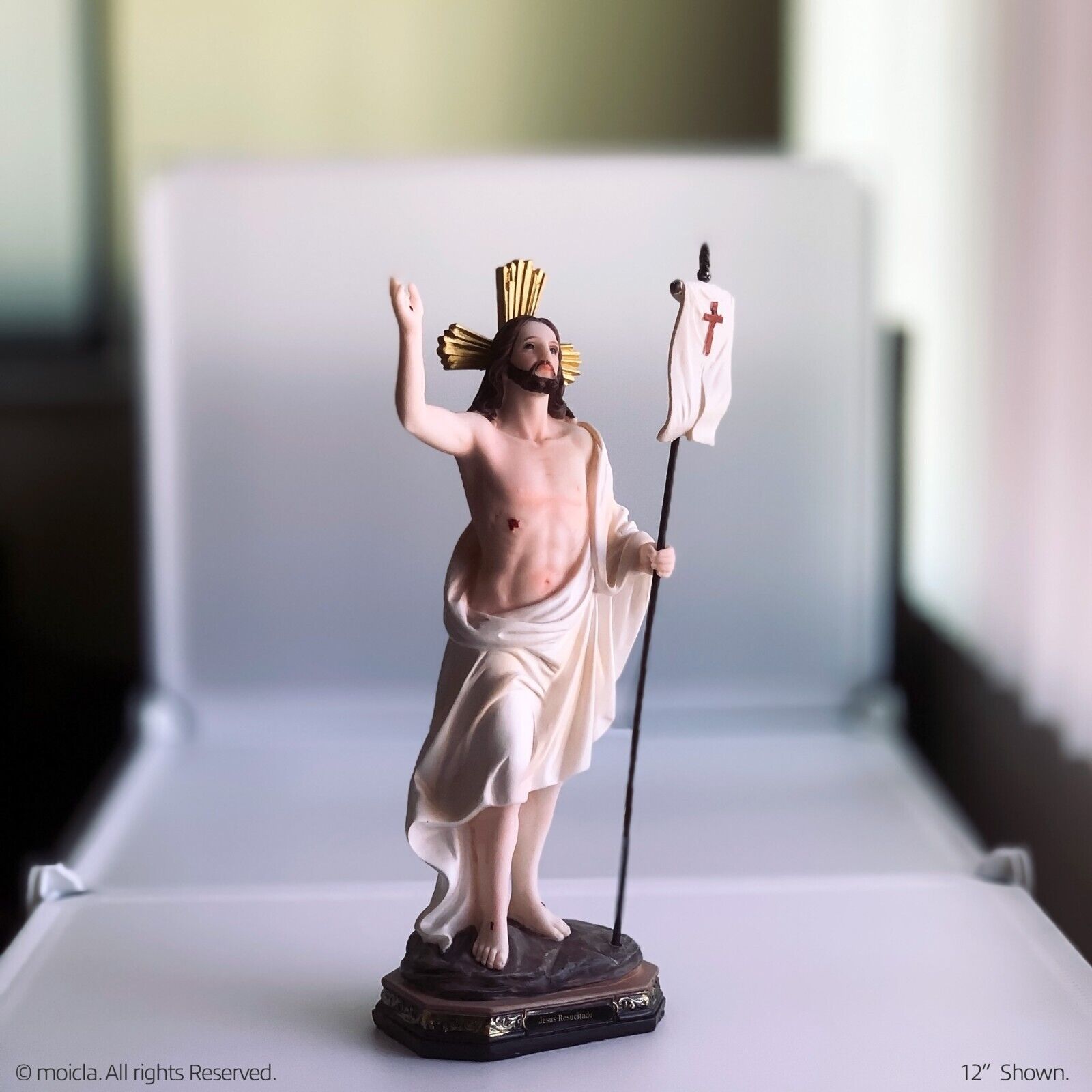 Risen Jesus Resin Statue – 12 Inch Multicolor Catholic Figurine by moicla
