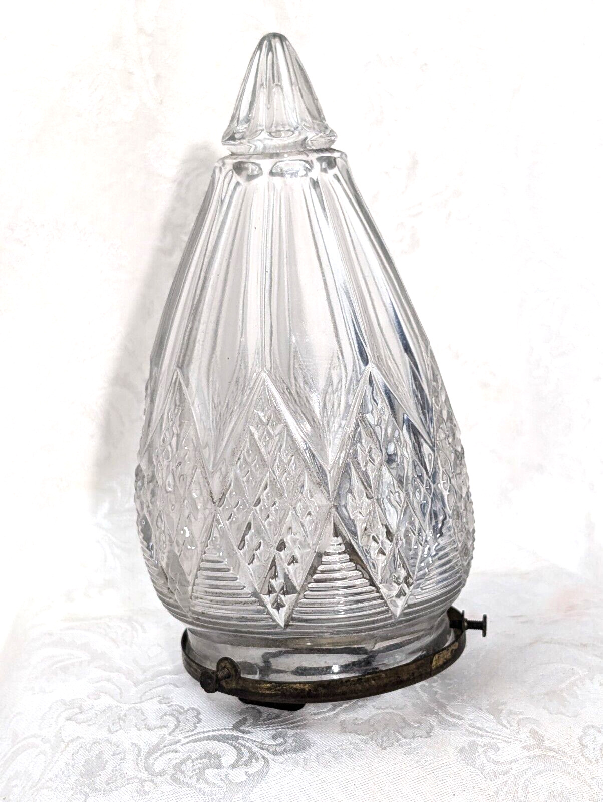 Antique Victorian Clear Glass Acorn Lamp Light Shade Art Deco