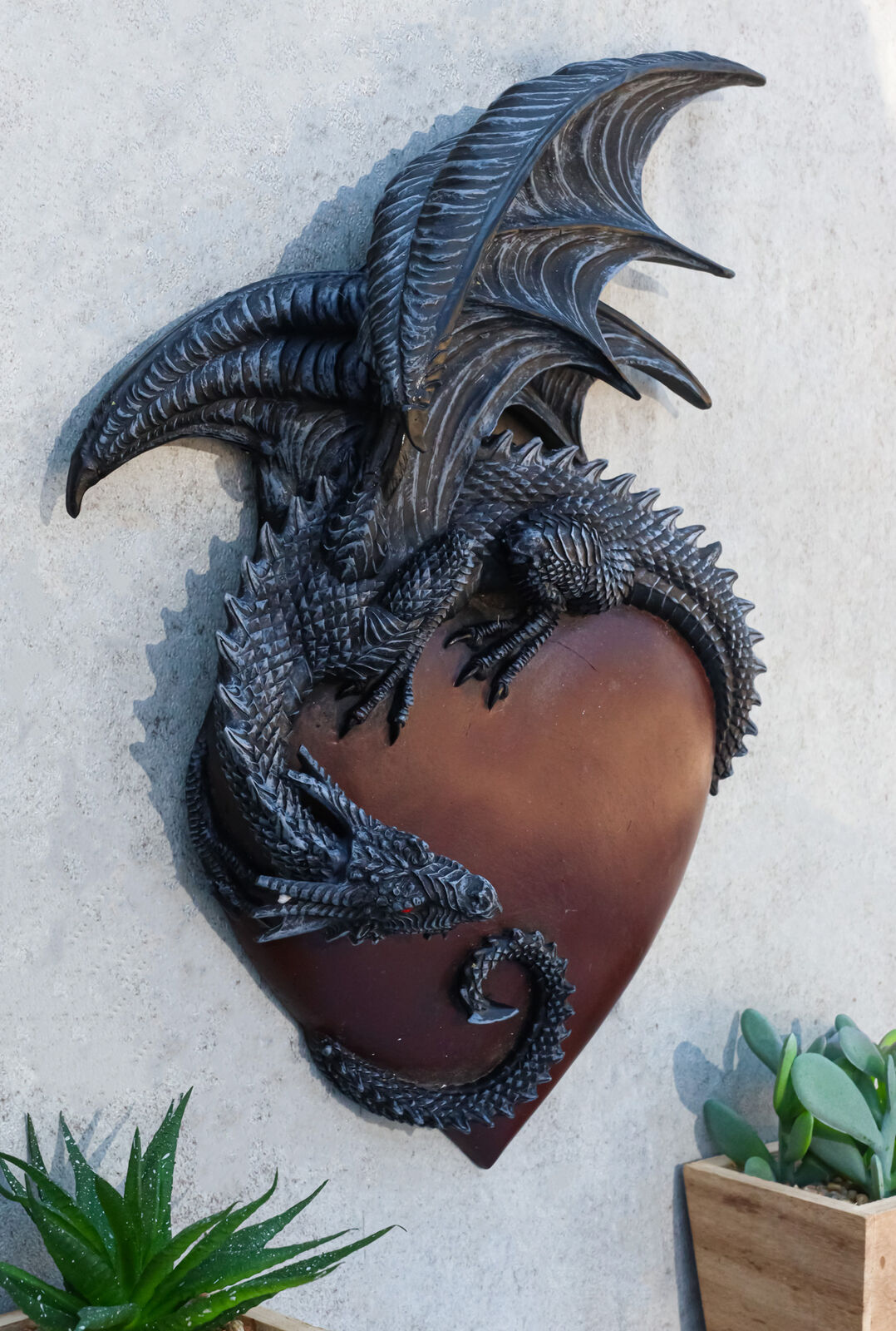 Ebros Mythical Gothic Dragon Heart Wall Plaque Decor Figurine Valentine's Dragon