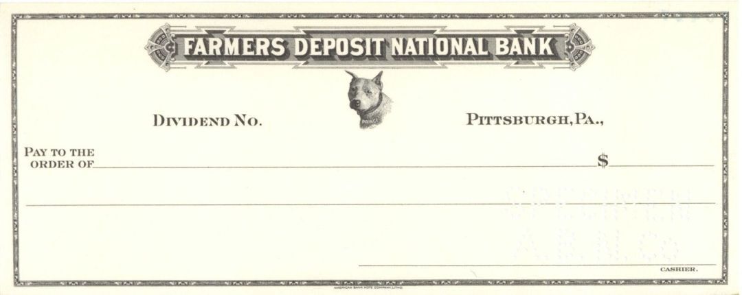 Farmers Deposit National Bank - American Bank Note Company Specimen Checks - Ame