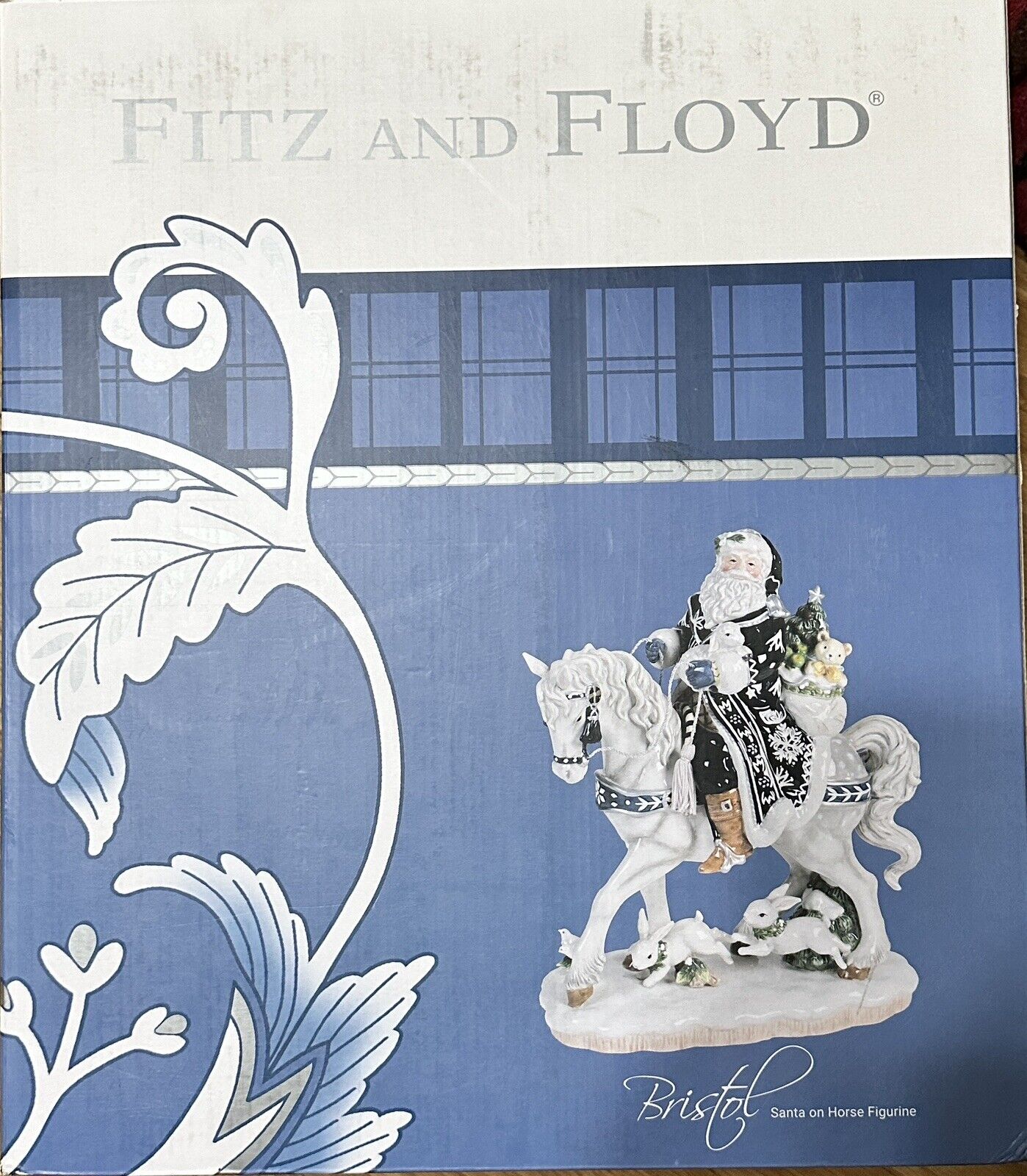 Fitz and Floyd Bristol Holiday Santa on Horse Figurine Used in Box